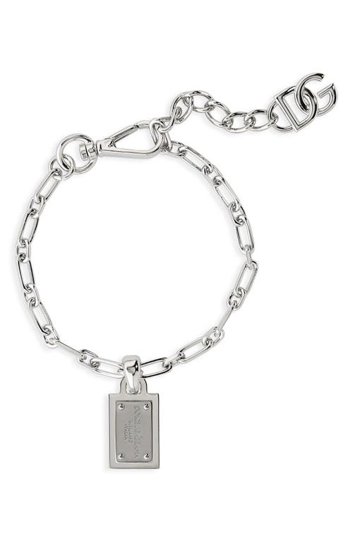 Dolce & Gabbana Dolce&gabbana Dg Plaque Chain Bracelet In Argento/palladio