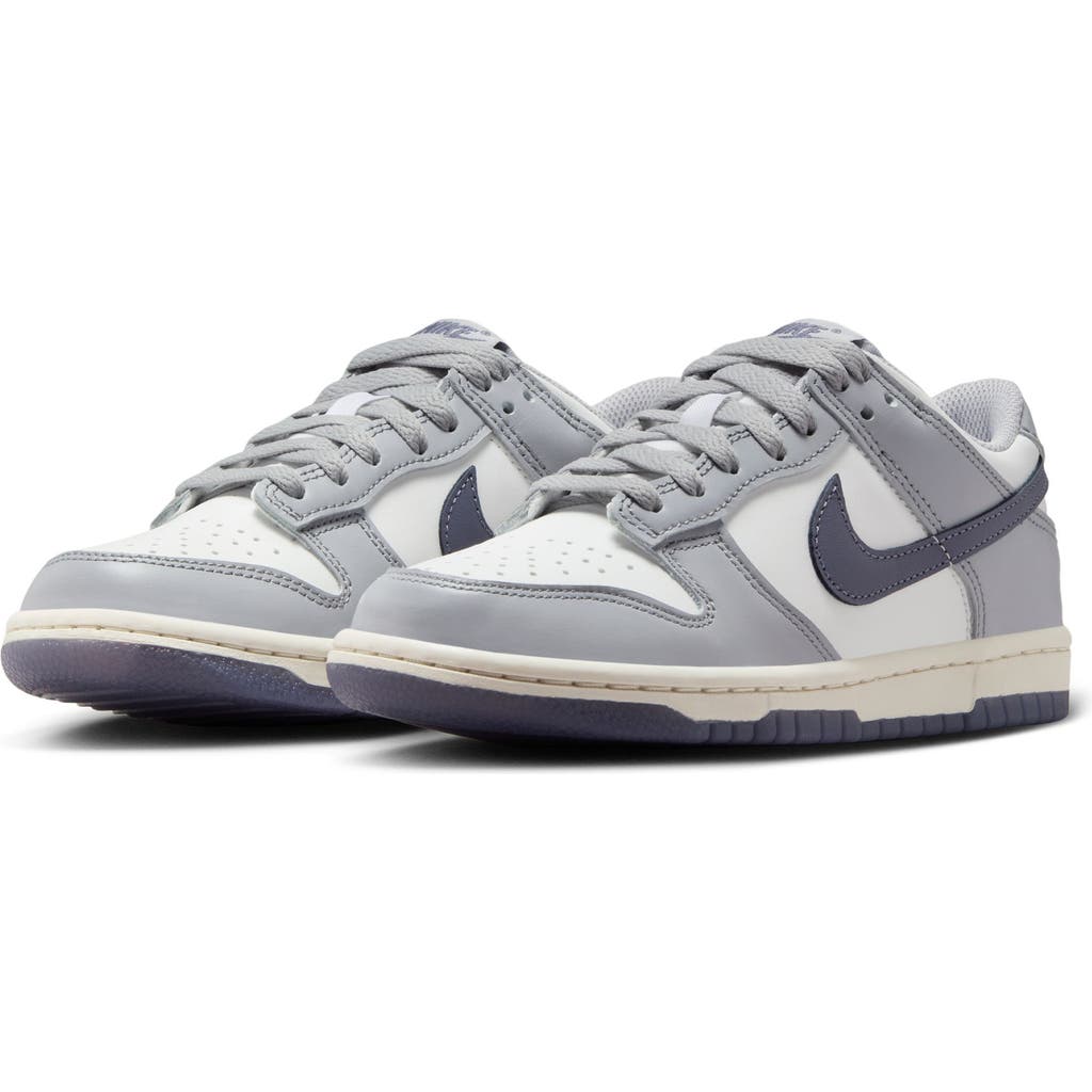 Nike Kids' Dunk Low Basketball Sneaker In White/carbon/wolf Grey