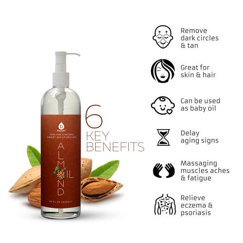 Pursonic 100% Pure & Natural Sweet Almond Oil 16 Oz. In Multicolor