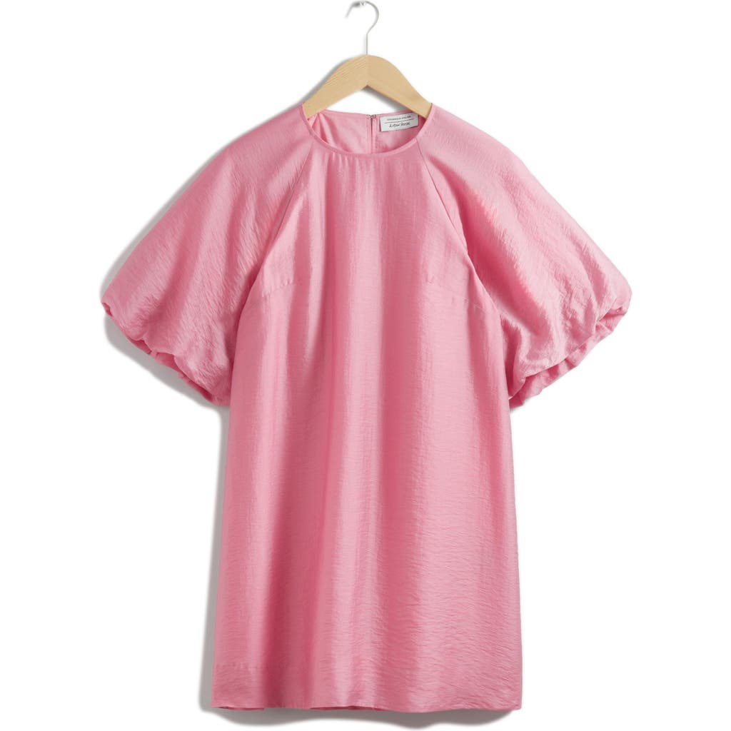 & Other Stories Puff Sleeve Minidress In Pink Medium Dusty