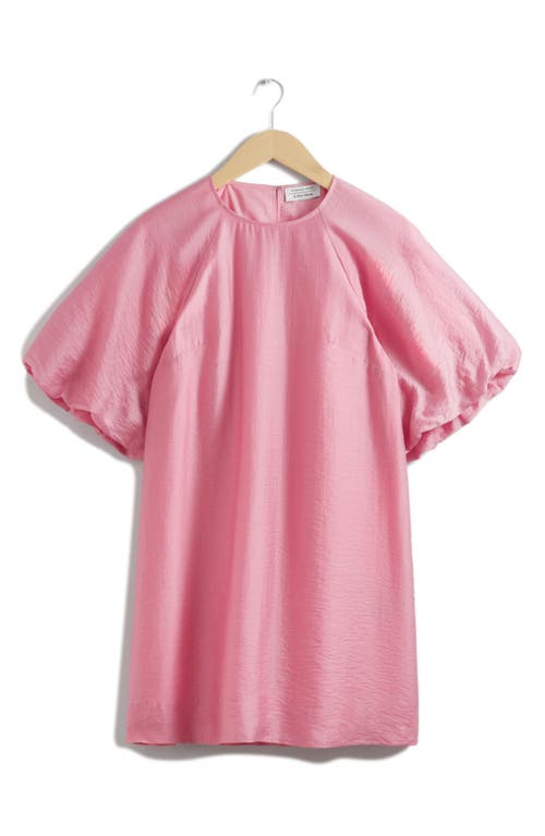 Shop & Other Stories Puff Sleeve Minidress In Pink Medium Dusty