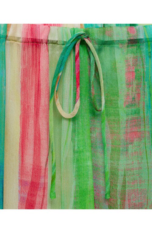Mango Semi-transparent Printed Trousers Green In Green