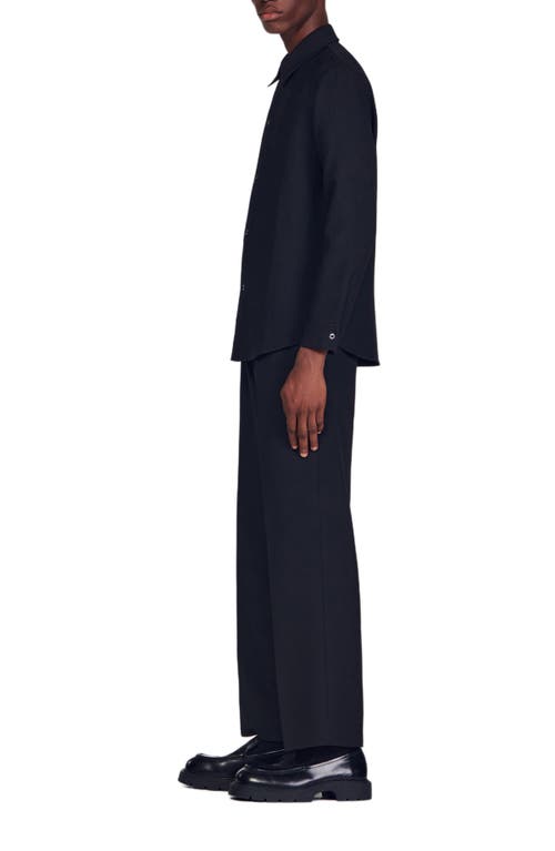 Sandro Long Sleeved Jersey Shirt In Black