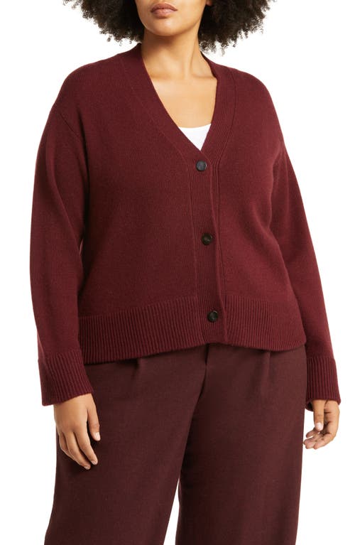 Vince Boxy Wool & Cashmere Cardigan in Plum Wine