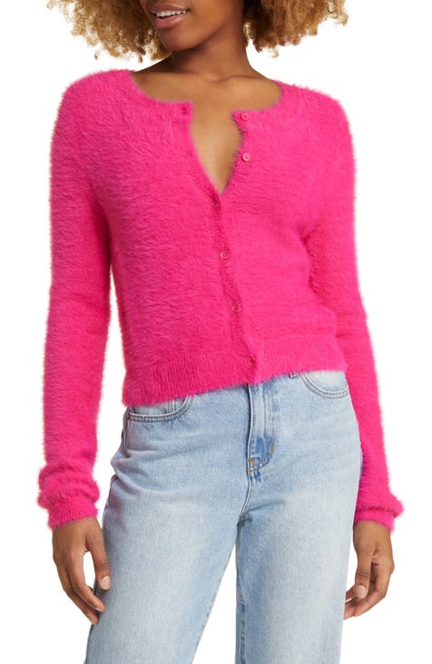 Cable Bobble Short Cardigan – Pink