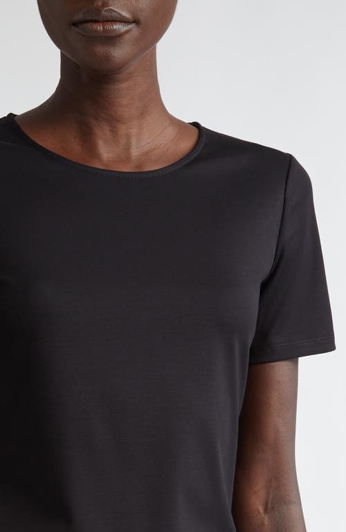 Shop Lafayette 148 New York Stretch Cotton Crewneck T-shirt In Black