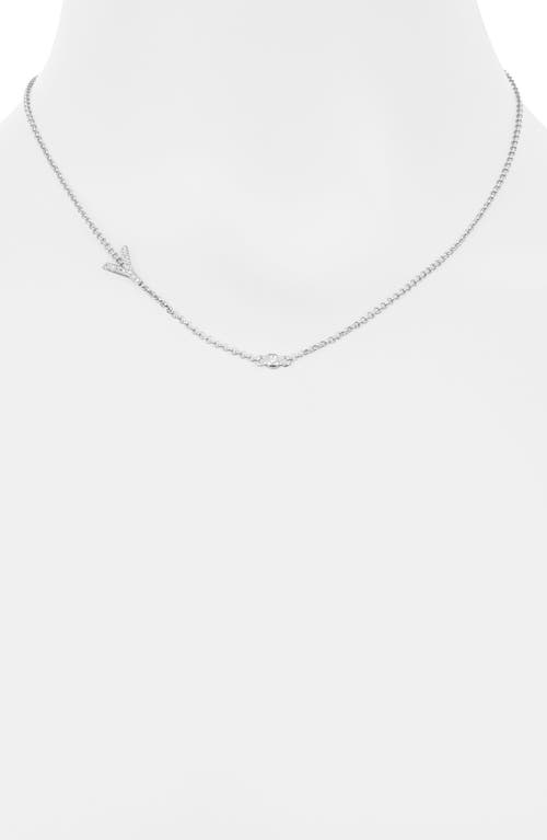 Meshmerise Bezel Diamond Initial Chain Necklace In White-y