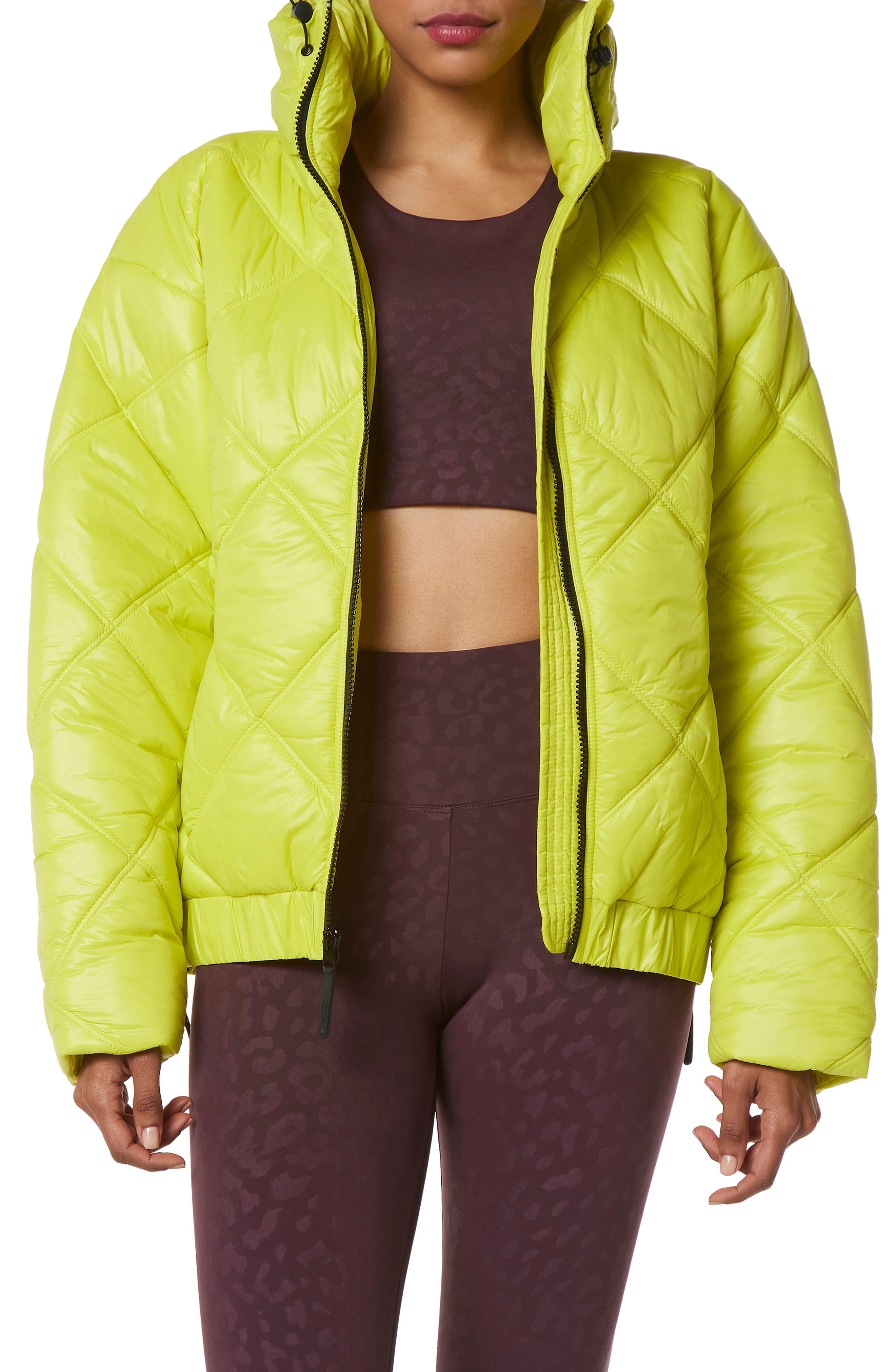 yellow puffer coat womens