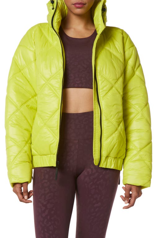 Marc New York Performance Diamond Quilted Puffer Jacket with Hidden Hood in Lemon