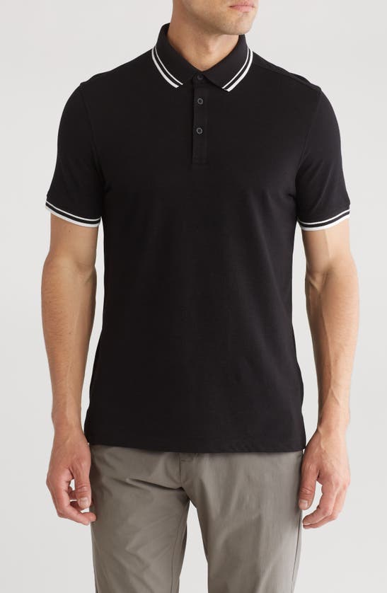 14th & Union Coolmax® & Cotton Blend Tipped Polo In Black