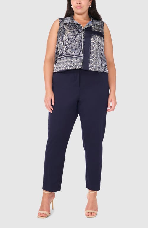 Shop Halogenr Halogen(r) Printed Sleeveless Button-up Top In Classic Navy Print