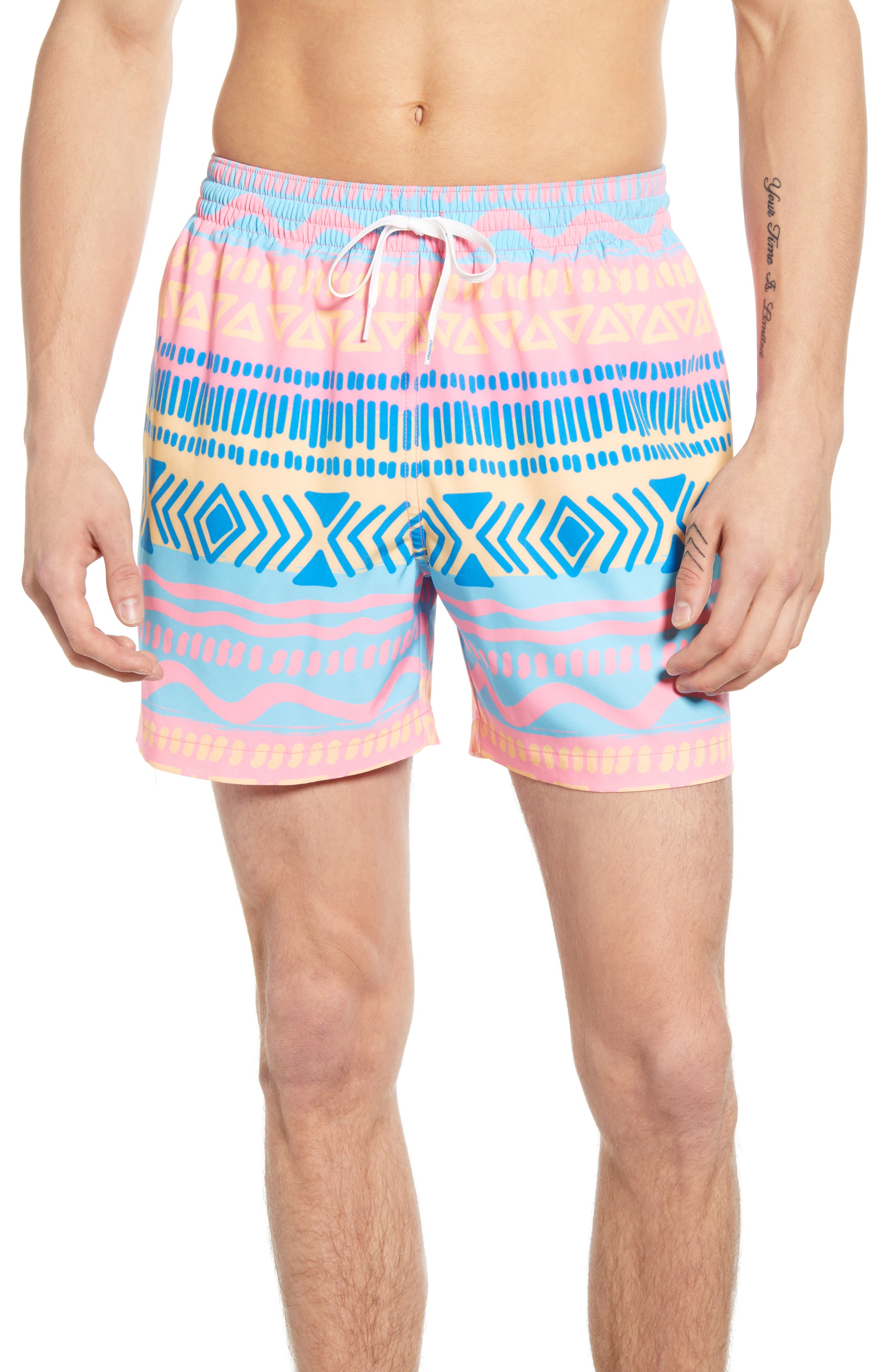 Chubbies Cave Swimmers Print Swim Trunks, Pink