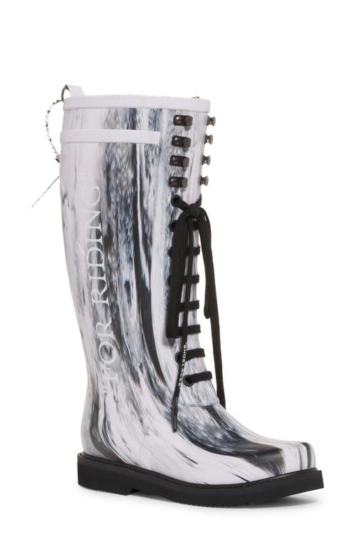 For Riding Tall Rain Boot in White/Black