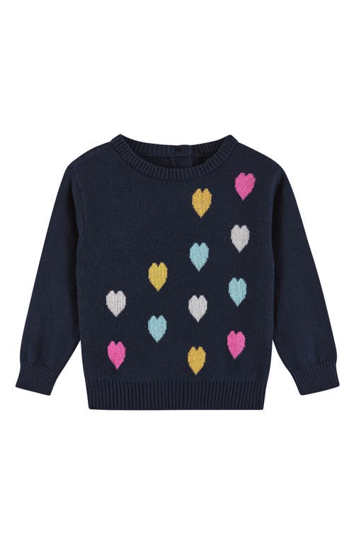 Shop Andy & Evan Heart Intarsia Sweater & Leggings Set In Navy/pink