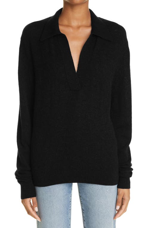Shop Khaite Jo Stretch Cashmere Polo Sweater In Black
