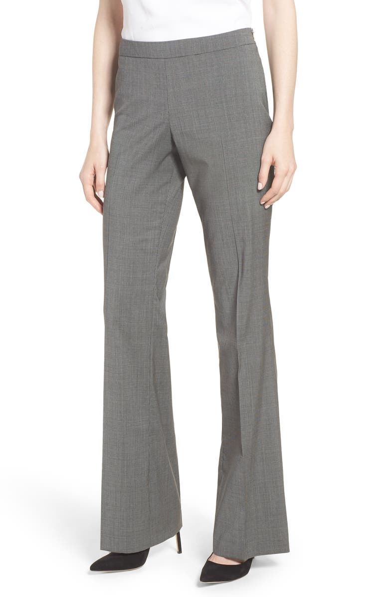BOSS Tulea Mini Houndstooth Stretch Wool Bootcut Trousers | Nordstrom