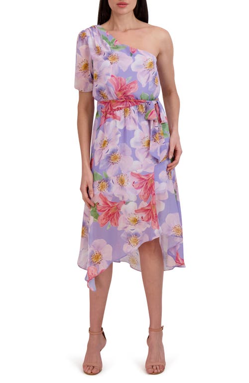 Julia Jordan Floral One-Shoulder Asymmetric Hem Dress Lilac Multi at Nordstrom,