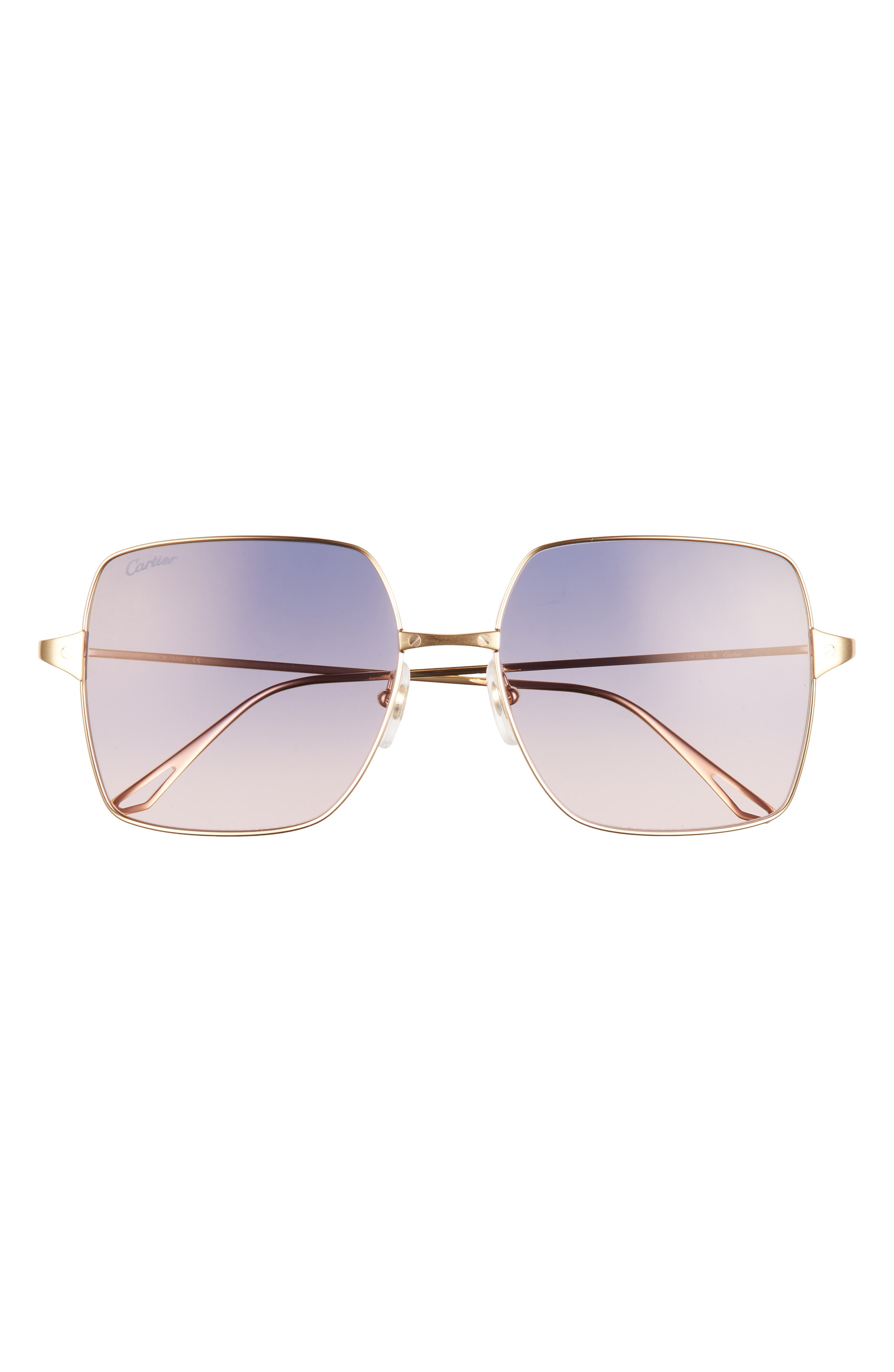 Cartier 57mm Square Sunglasses in Gold/Blue at Nordstrom
