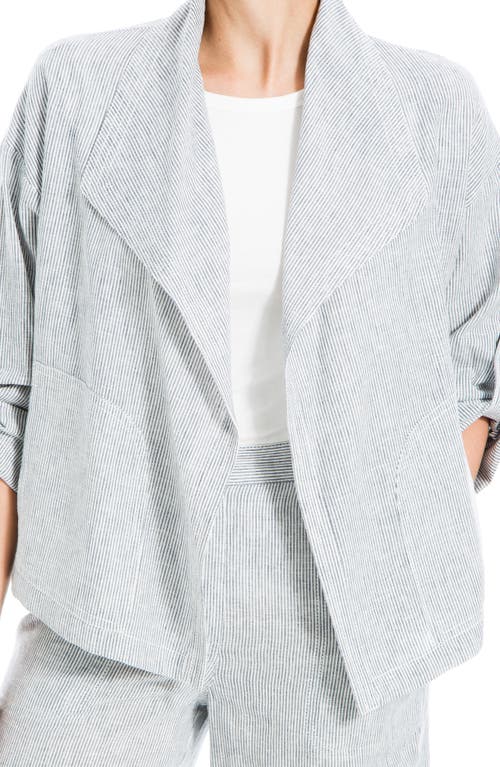 Shop Max Studio Stripe Draped Linen Blend Jacket In Navy White Mini Stripe