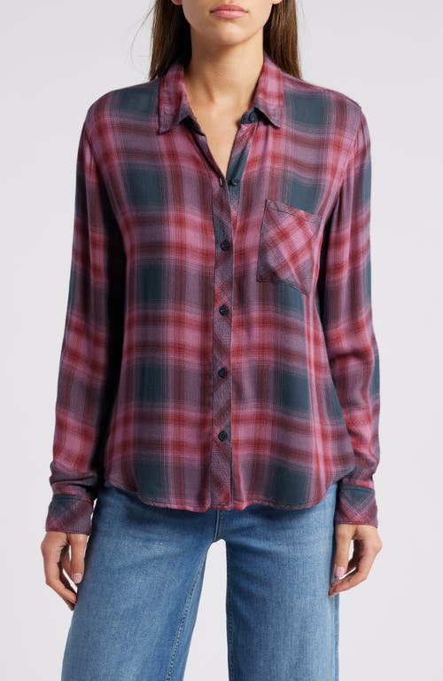 Shop Rails Hunter Plaid Button-up Shirt In Dusty Mauve Evergreen