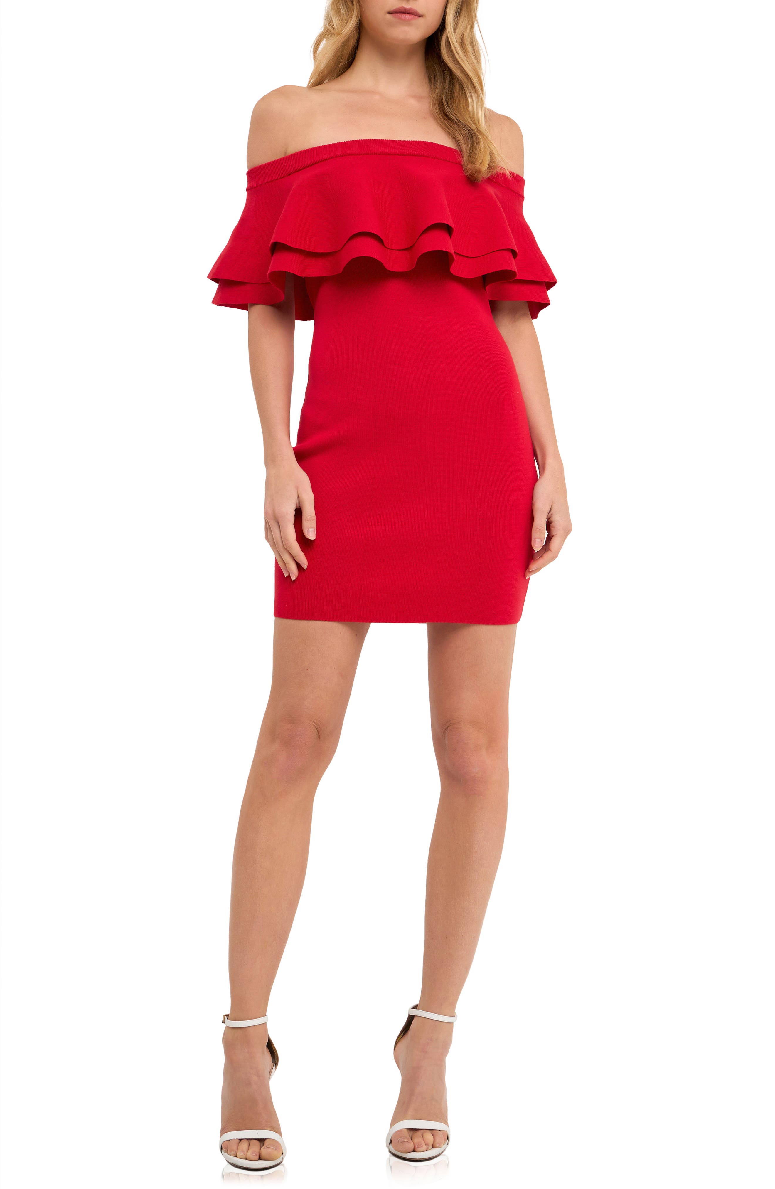 red off the shoulder dress | Nordstrom