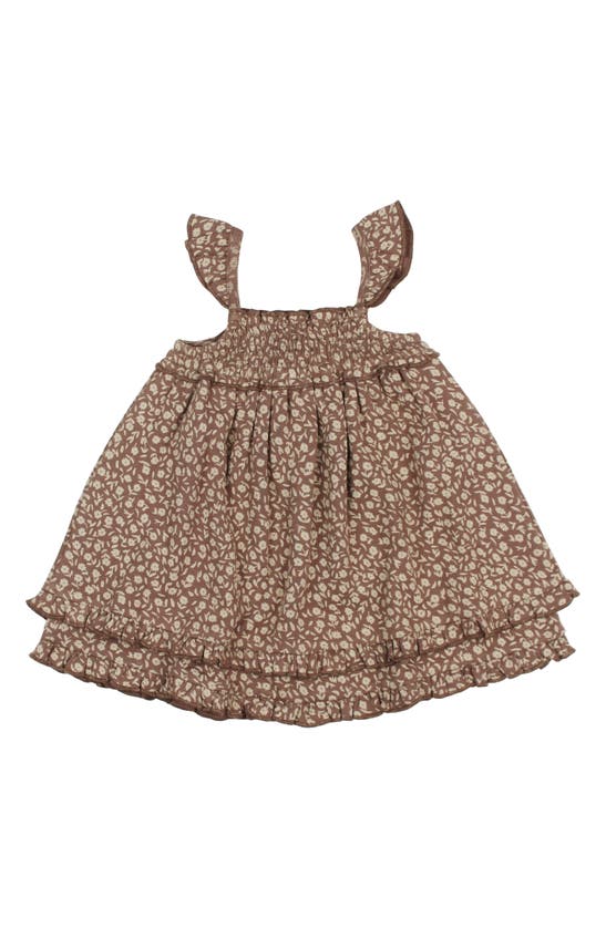Shop L'ovedbaby Smocked Organic Cotton Dress In Latte Floral