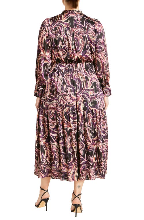 City Chic Suzanne Print Long Sleeve Maxi Dress In Vintage Paisley