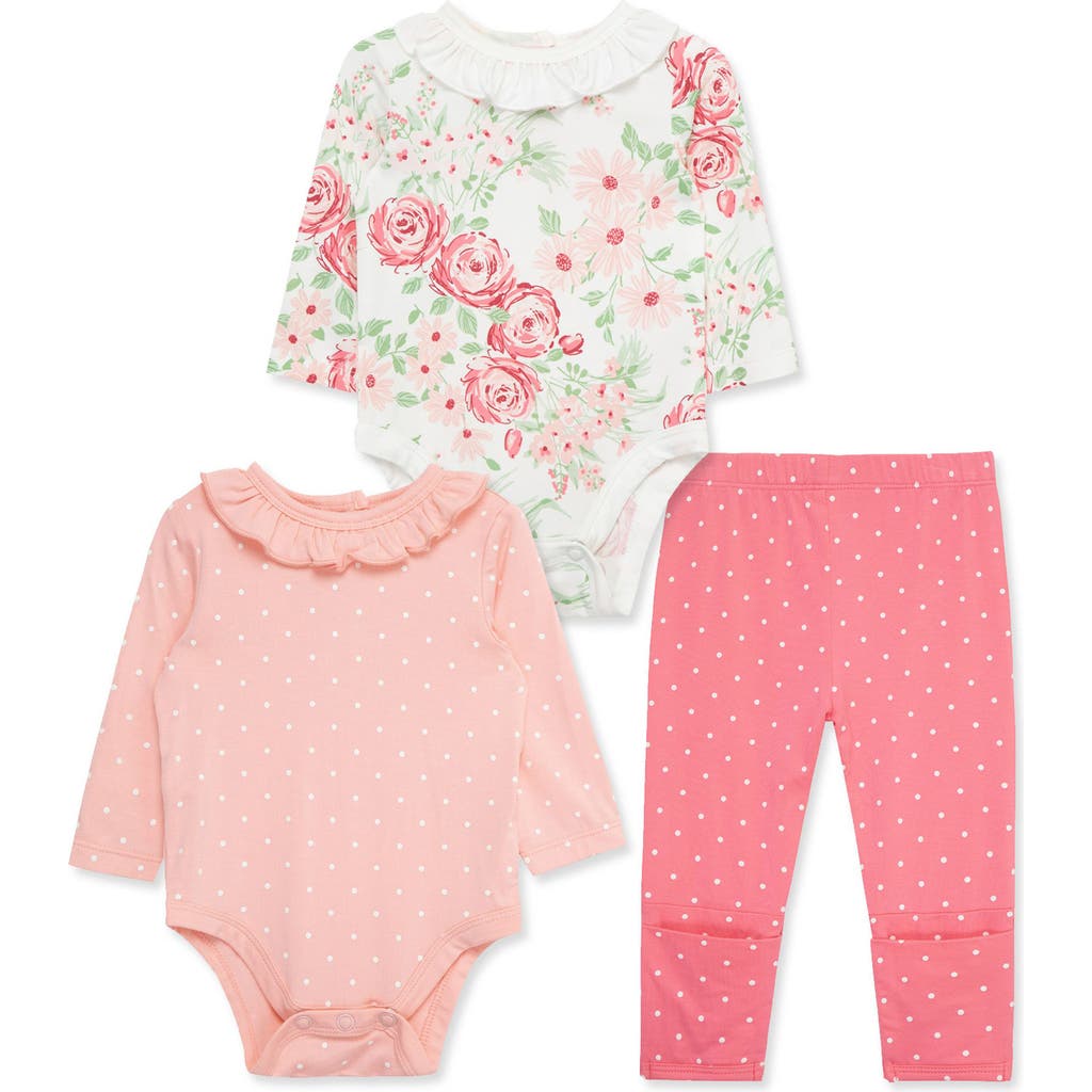 Little Me Floral 3-piece Bodysuits & Legging Set In Pink
