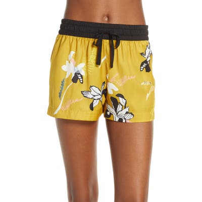 Palindrome Florentina Floral Satin Pajama Shorts, Yellow