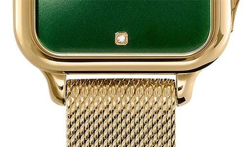 Olivia Burton Women's Soft Square Gold-tone Stainless Steel Mesh Bracelet Watch 28mm In Gold/green