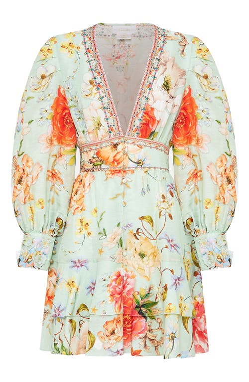 Camilla Talk the Walk Print Button Front Long Sleeve Linen & Silk Dress