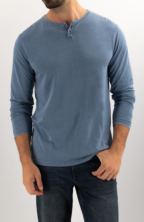 Devil-dog Dungarees Burnout Henley In Faded Blue