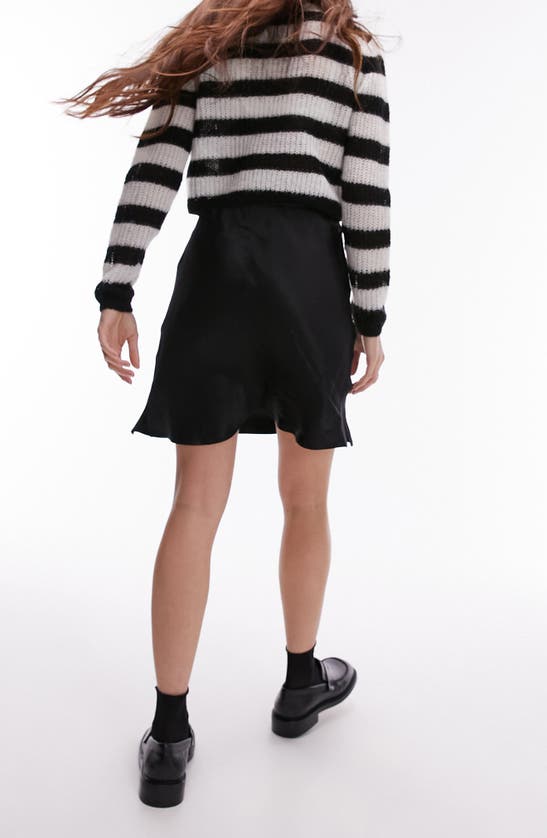 Shop Topshop Bias Cut Satin Skirt In Black