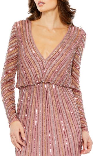 Sequin Stripe Gown