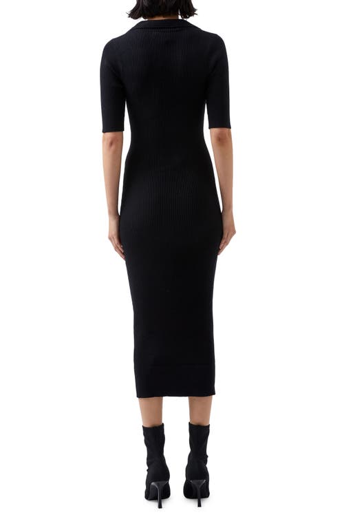 French Connection Cosysoft Polo Rib Midi Sweater Dress In Black