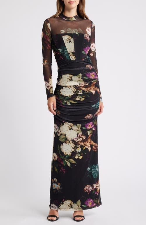 Black Halo Lexinton Long Sleeve Gown In Bountiful Blossom