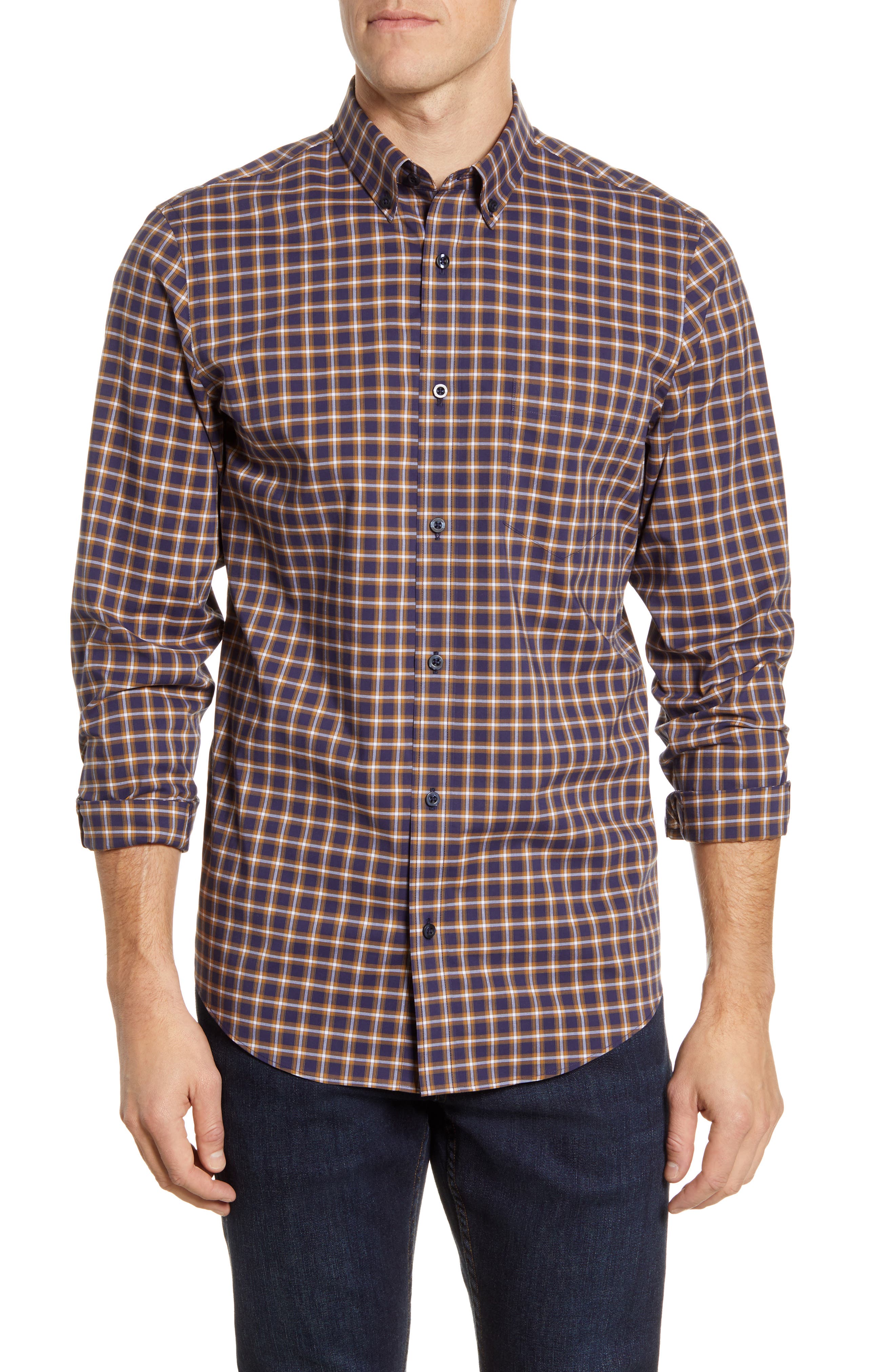 Nordstrom Men's Shop TechSmart Regular Fit Check ButtonDown Shirt