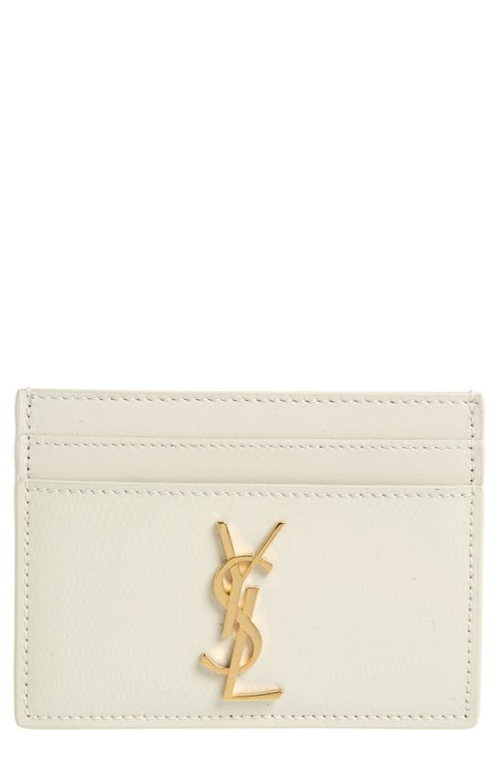 Saint Laurent Monogram Leather Card Case In Crema Soft