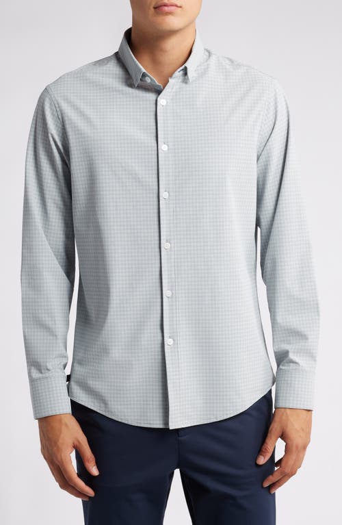 Mizzen + Main Mizzen+main Leeward Trim Fit Microplaid Performance Button-up Shirt In Aluminum Joel Plaid