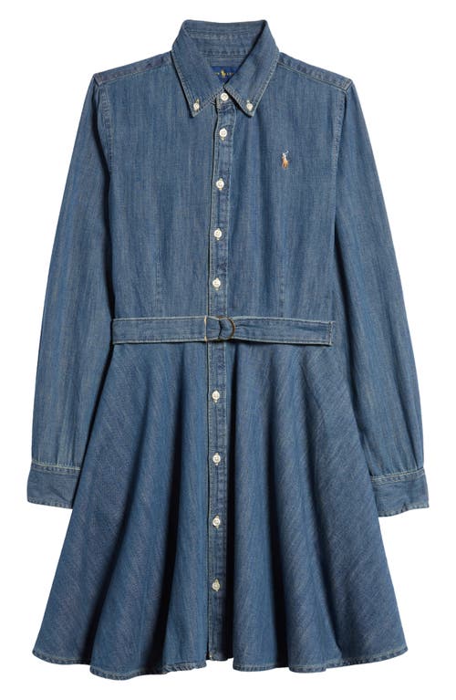 Shop Polo Ralph Lauren Kids' Belted Denim Shirtdress In Indigo