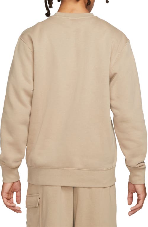 Shop Nike Club Crewneck Sweatshirt In Khaki/white