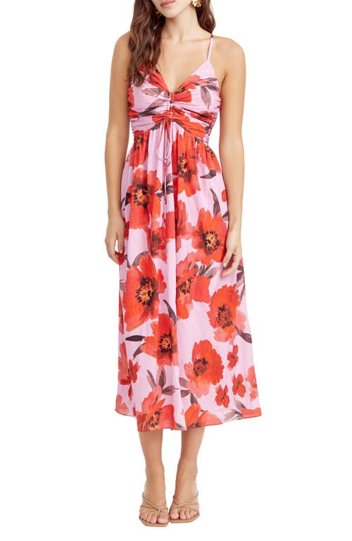 Floral Print Sundress in Pink Red
