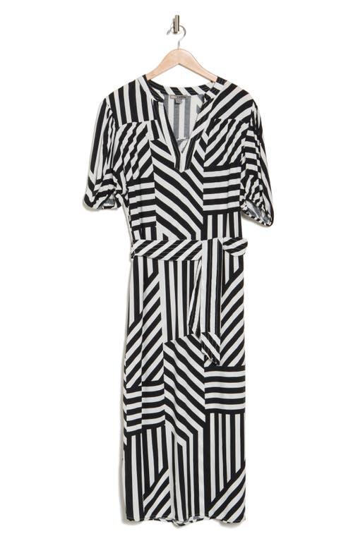Shop By Design Montana Balloon Sleeve Challis Maxi Dress In Geo Stripe