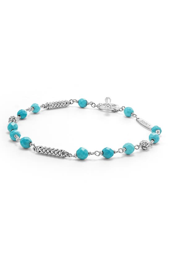 Lagos Caviar Icon Beaded Turquoise Toggle Bracelet In Blue/silver