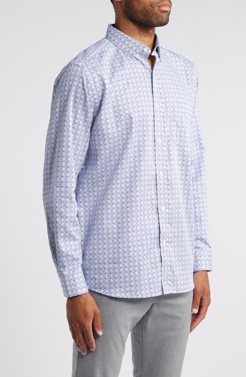 Johnston & Murphy Tile Print Button-up Shirt In Light Blue