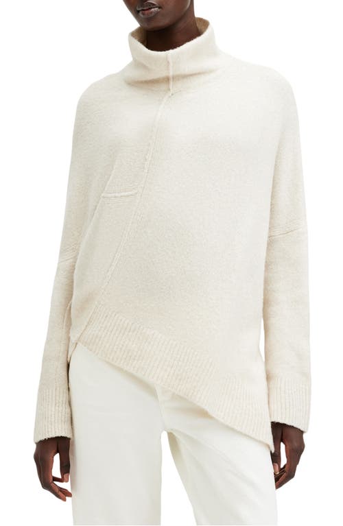 Allsaints Lock Roll Neck Asymmetric Sweater In Chalk White