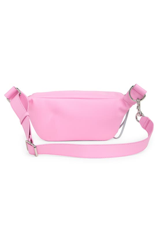 Shop Rebecca Minkoff Cree Leather Belt Bag In Bubblegum