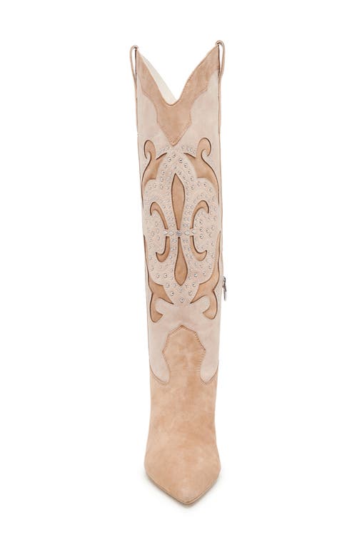 Shop Dolce Vita Finley Stud Knee High Western Boot In Camel Suede