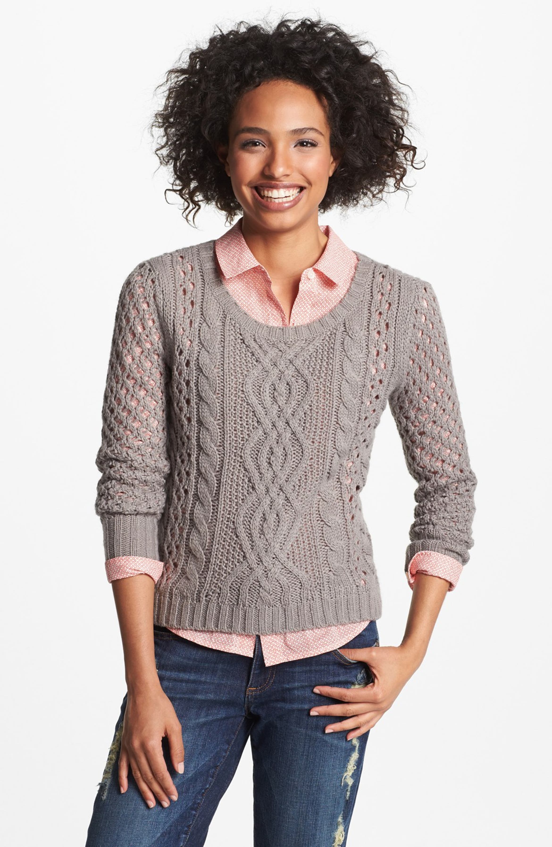Halogen® Open Knit Cable Sweater | Nordstrom