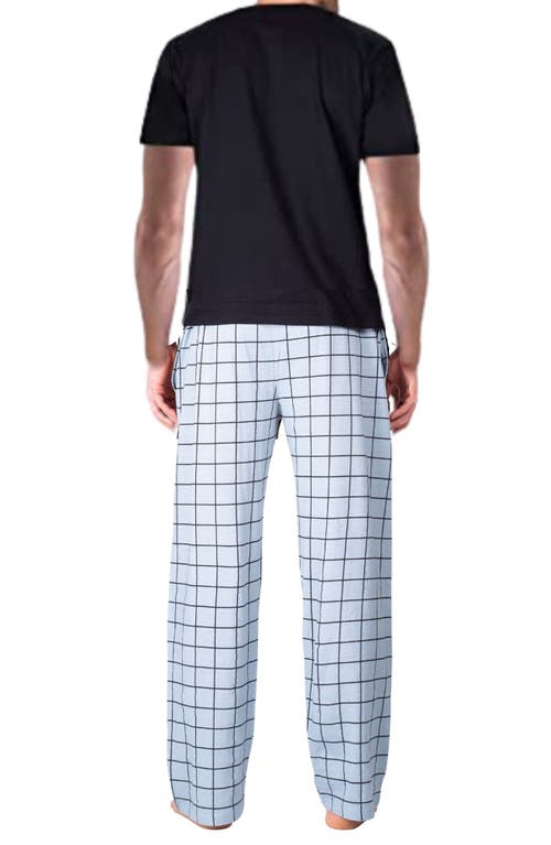 Sleephero Knit Brushed Grid Flannel Pajamas In Windowpane